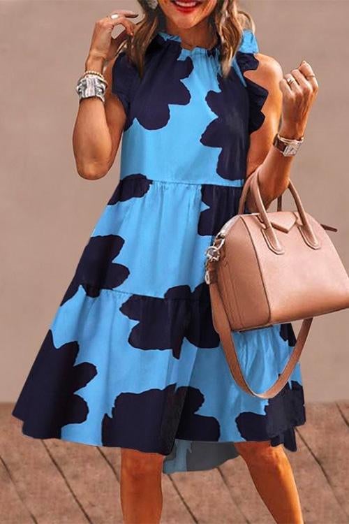 Margovil Sleeveless Printed Ruffle Midi Dress