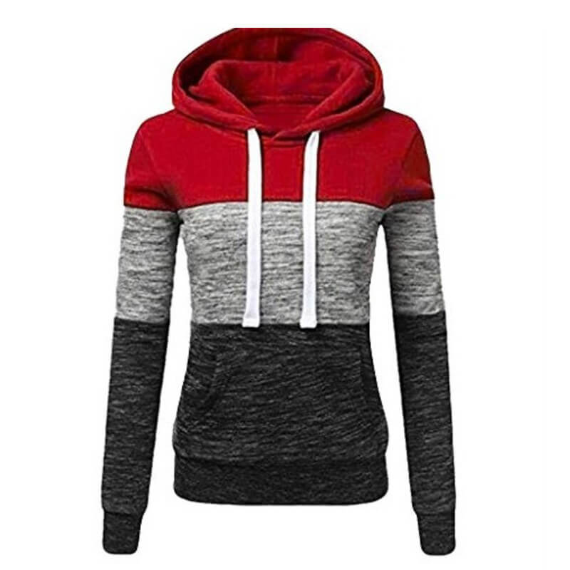 Winter Pullover Drawstring Colorblock Hoodies