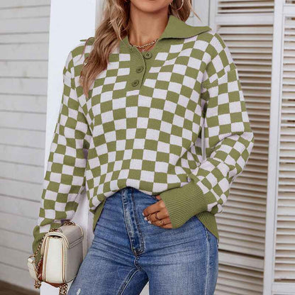 Black-Womens-Fashion-Long-Sleeve-Button-Up-V-Neck-Drop-Shoulder-Oversized-Slouchy-Ribbed-Knit-Pullover-Sweater-K420