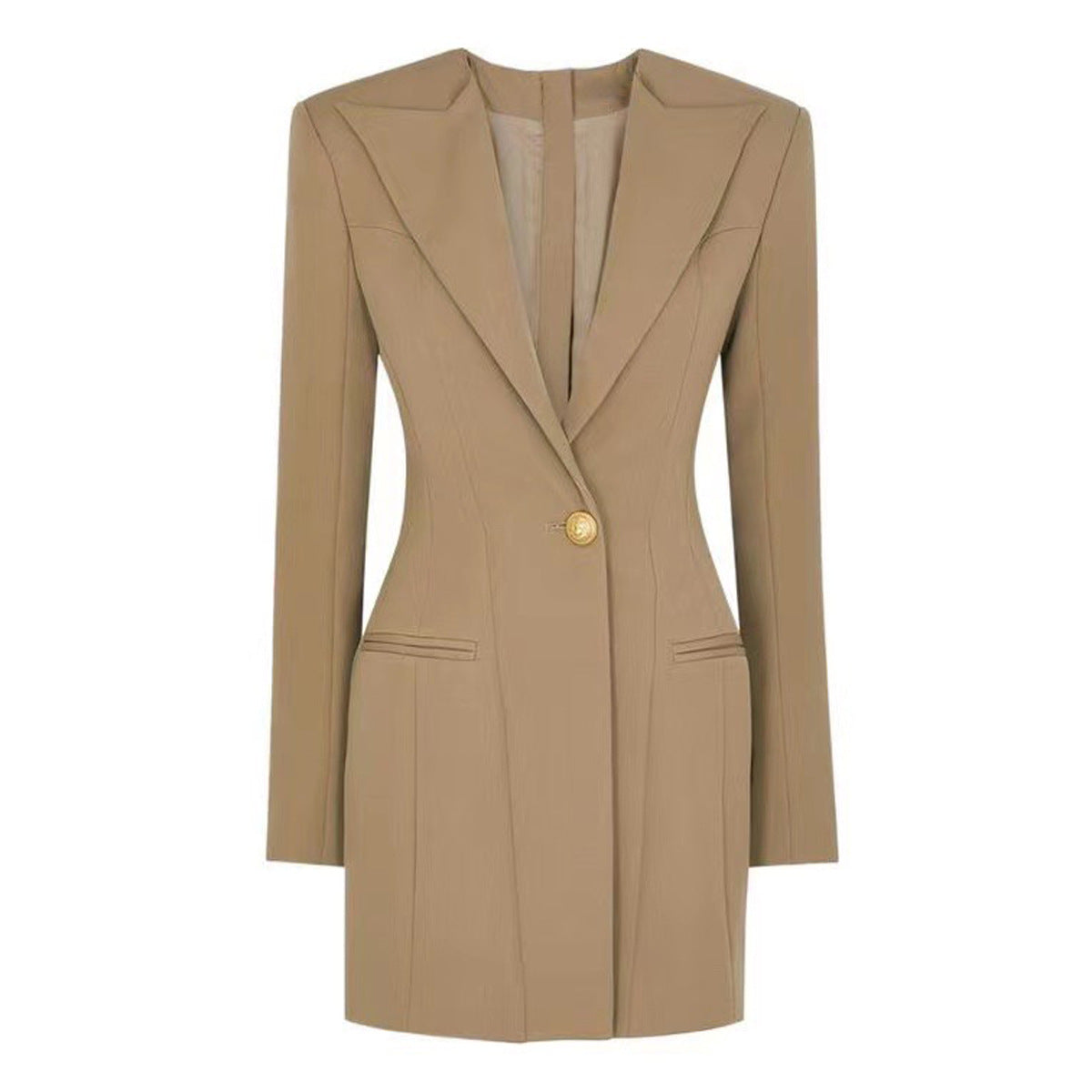 Business Blazer Dress With Ornate Gold Buttons