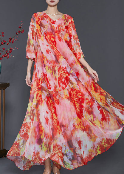 Orange Tie Dye Chiffon Beach Dresses Exra Large Hem Spring SD1102 Ada Fashion