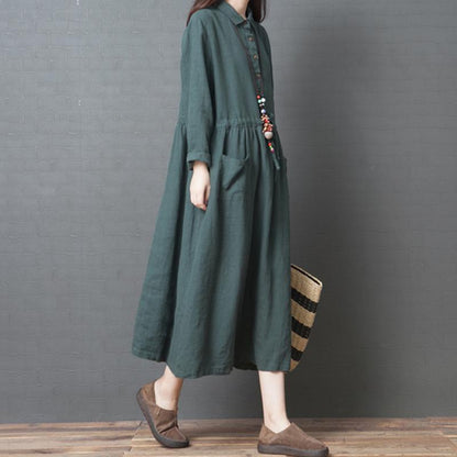 Autumn 2020 New Loose Linen Long Sleeve Dress