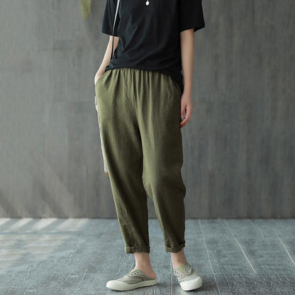 Cotton Llinen Spring Elastic Waist Comfortable Pants