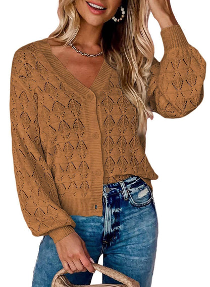 Fashion Short Cardigan Knitted Sweaters Women Autumn And-Green-10