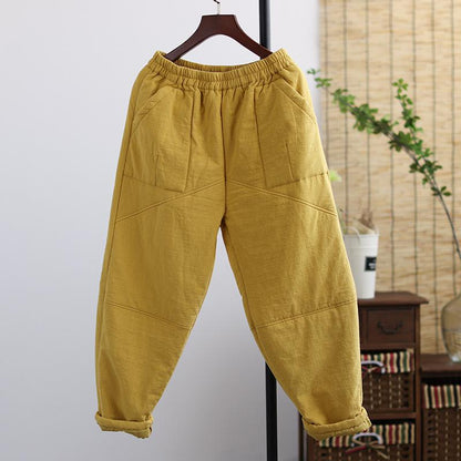 Winter Retro Thicken Cotton Linen Casual Pants