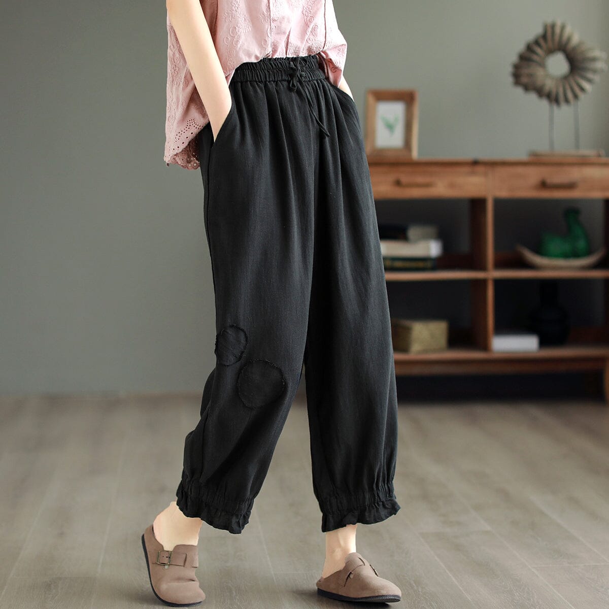 Women Retro Loose Bloomers Linen Pants