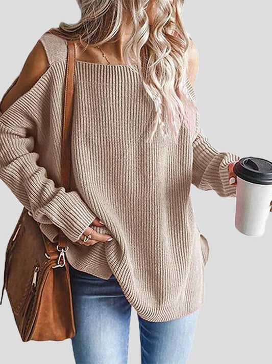 Women's Sweaters Sling Long Sleeve Off-Shoulder Pullover Knit Sweater - Cardigans & Sweaters - INS | Online Fashion Free Shipping Clothing, Dresses, Tops, Shoes - 18/09/2021 - 30-40 - Cardigans & Sweaters